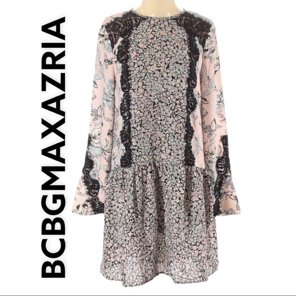 BCBGMAXAZRIA Bryanne Bare Pink Floral Shift Dress, Size Small - Picture 12 of 13